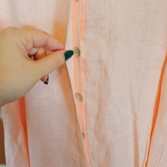 Palm Collective Mila Shirt Dress Linen Light Pink Size X-Small - Picture 10 of 15
